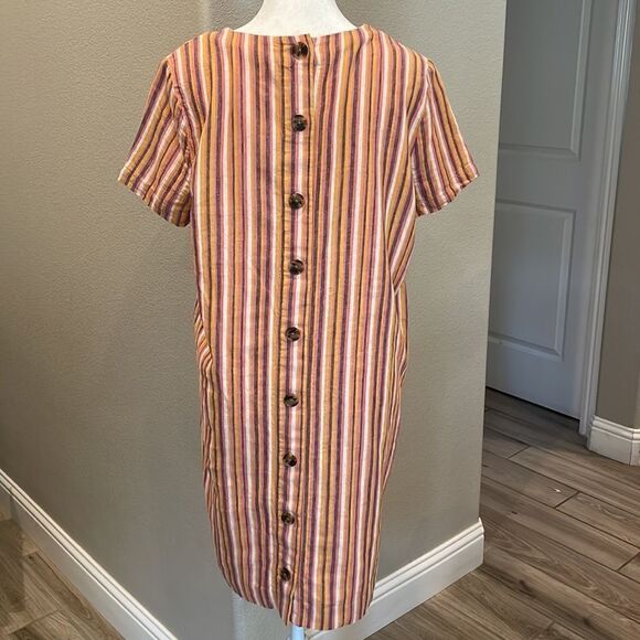 Madewell Button-Back Easy Dress In Rainbow Stripe MIDI Dress Size Small - Picture 3 of 4